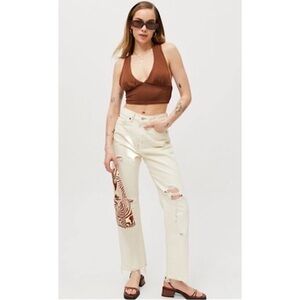 BDG | High-Waisted Cowboy Jean in Distressed Ivory, Size 28